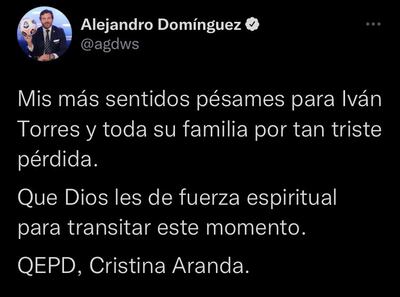 Alejandro Domínguez y el mensaje de condolencias a la familia de Iván Torres.
