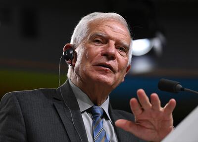 El jefe de la diplomacia europea, Josep Borrell, habla durante una conferencia de prensa. (AFP)