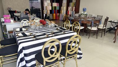 Muestrario de una empresa de eventos, cuyo gremio presentará hoy una nota de pedidos al Presidente de la República, con miras a sobrevivir, porque están con facturación cero.