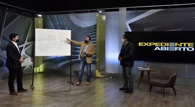 El abogado Pablo Villalba, defensor del exintendente de Lambaré Roberto Cárdenas, anoche en el programa Expediente Abierto emitido por ABC TV, de 19 a 20:00.