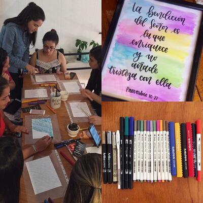 Tamara Castro (22), profesora de lettering, se encarga de cruzar la línea de imaginación a través del lettering.