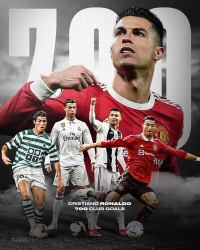 Cristiano Ronaldo compartió esta imagen en su cuenta de Instagram para celebrar sus 700 goles a nivel de clubes.