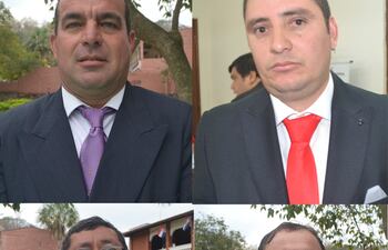 Nicolás Feltes (PEN), Ricardo Duarte (ANR), Erasmo Rodríguez (ANR) y Édgar Benítez (Movimiento Independiente Avancemos), concejales opositores al gobernador.