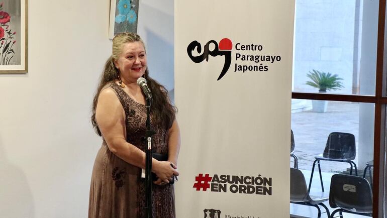 María Teresa Nogués en la inauguración de esta exposición.