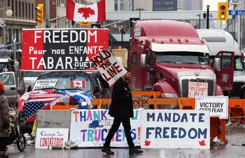 Manifestaciones contra las restricciones impuestas por el Gobierno de Justin Trudeau, en Ottawa, Canada.