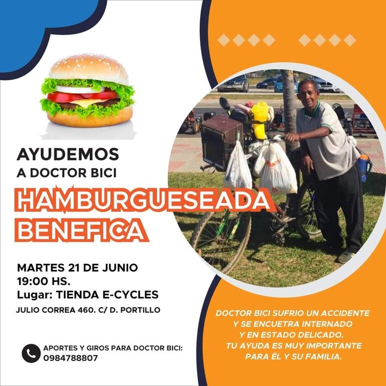 Flyer de invitación para el evento benéfico.