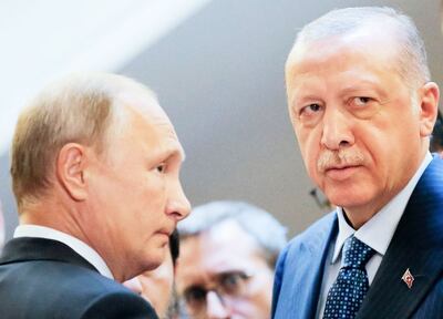 El presidente de Rusia, Vladimir Putin, y el gobernante turco, Recep T. Erdogan. (archivo)