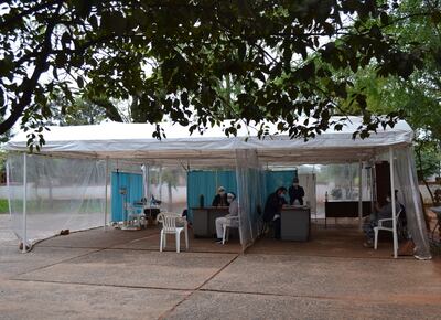 Puesto donde se realizan hisopados a quienes presentan síntomas.