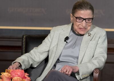 Ruth Bader Ginsburg habla en la universidad de Georgetown, en 2017.