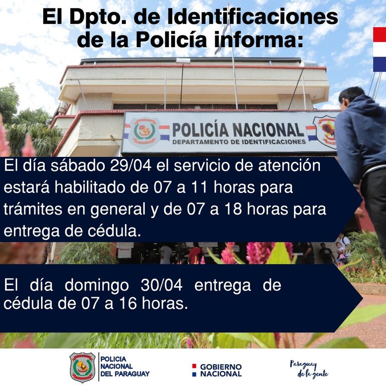 La publicación de la página de Facebook de la Policía Nacional.