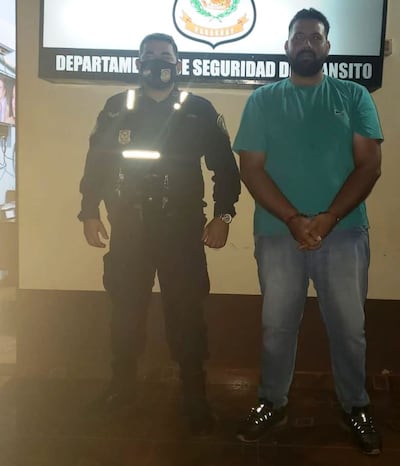 José Emilio Cáceres Ayala cuando fue detenido por la Policía.