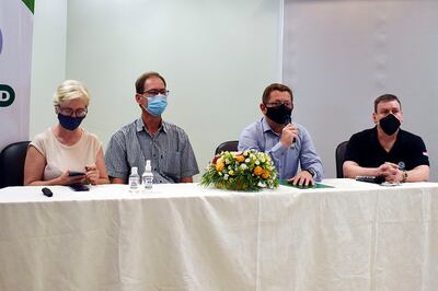 Los directivos de  Fecoprod, Simona Cavazzutti, Alfred Fast, Eugenio Scholler y Blas Cristaldo, tuvieron a su cargo  la presentación del informe de gestión 2020 de la entidad.