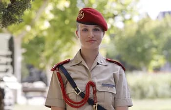La princesa Leonor participó en el acto de entrega de sables, ayer martes en la Academia General Militar de Zaragoza.