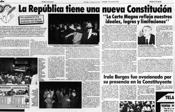 El domingo 21 de junio de 1992, ABC Color publicaba en sus páginas 2 y 3, un artículo sobre la nueva Constitución Nacional, sancionada y promulgada el día anterior.