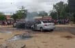 Coches vehículos quemados luego de emboscada en la Costanera Norte, para rescatar a Jorge Teófilo Samudio González, alias Samura.