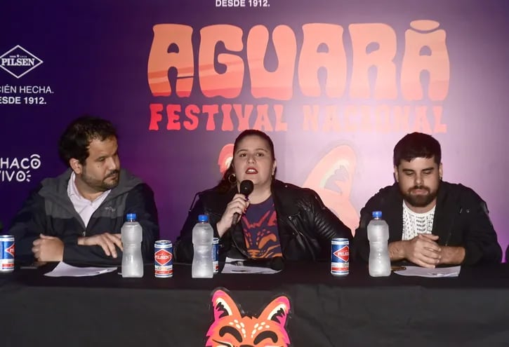Seba Cantero, Rosi Riquelme y Gonzalo Resquín durante la presentación del festival Aguará.