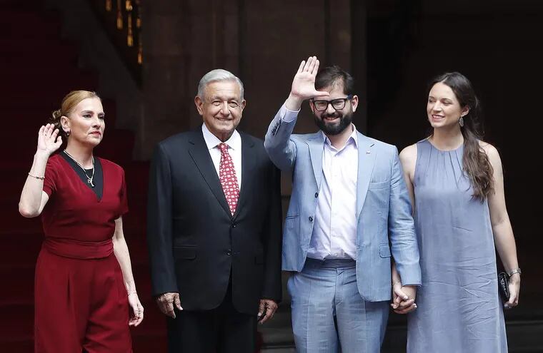 López Obrador recibe a Boric en el Palacio Nacional de México