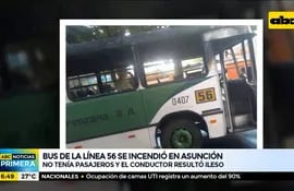 Bus de la línea 56 se incendió en Asunción
