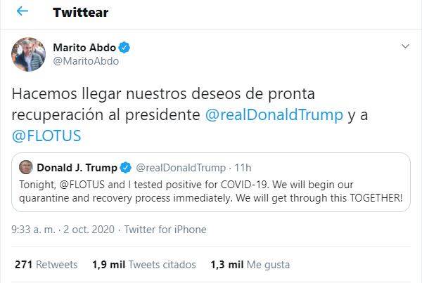 El tuit del presidente Mario Abdo Benítez por el que se volvió tendencia en Twitter.