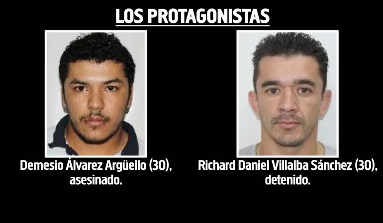 Demesio Álvarez Argüello, asesinado, y Richard Daniel Villalba Sánchez, detenido.