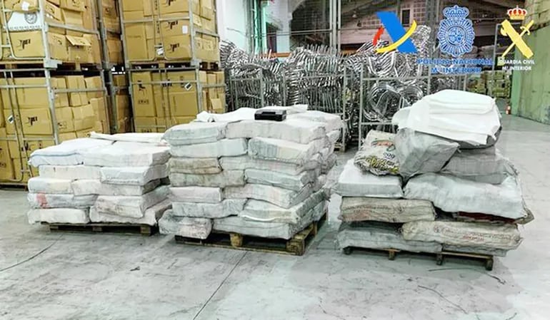 Las bolsas con cocaína que fueron incautadas en España, procedentes de Paraguay.