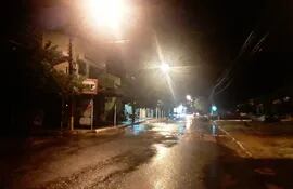 Aspecto de una calles de la ciudad de Horqueta con lluvias.