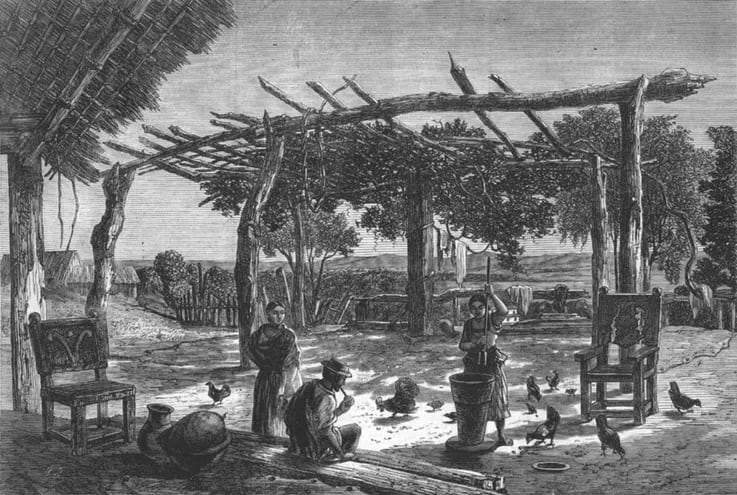 El Paraguay de mediados del siglo XIX. Un rancho paraguayo según un xilograbado del Illustrated London News (1865).