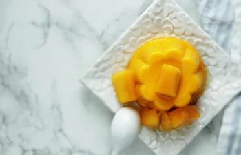 Flan de mango.
