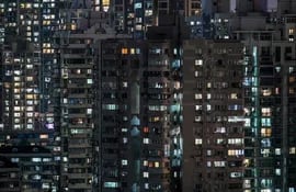 Vista de unidades residenciales en pleno confinamiento por el Covid-19 en el distrito de Jing'an, en Shanghai, China.