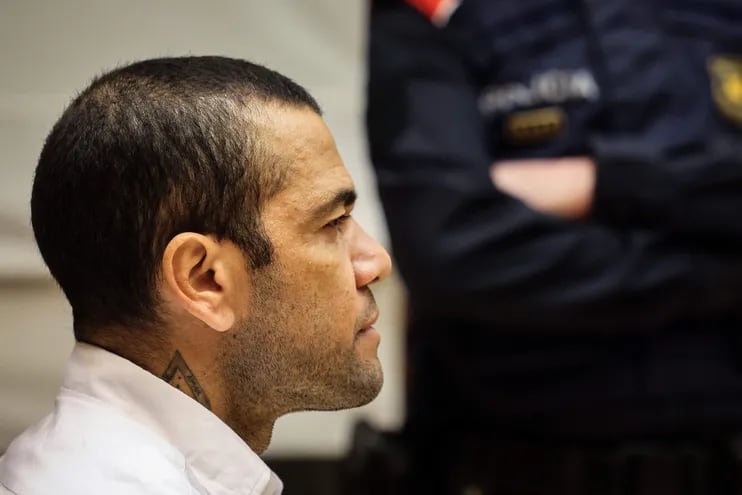 El brasileño Dani Alves durante el juicio por violación en la Audiencia de Barcelona.