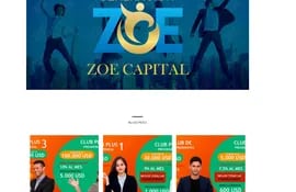 Ofrecimientos de paquetes de inversión que están visibles en el sitio web de Zoe Capital