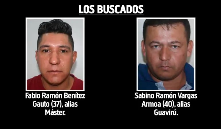 Fabio Ramón Benítez Gauto, alias Máster, y Sabino Ramón Vargas Armoa, alias Guavirú, supuestos asesinos de Marcio Ariel Sánchez Giménez, alias Aguacate.