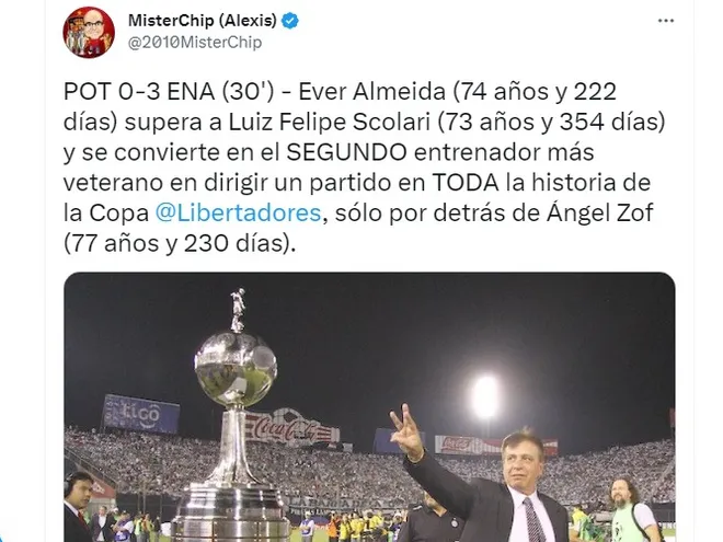 El dato de MisterChip sobre Ever Almeida en la Copa Libertadores.