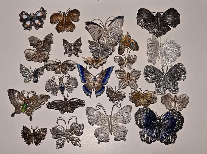 Algunas de las mariposas de filigrana que se podrán apreciar en la muestra "Panambi Retã", en el Archivo Nacional de Asunción.